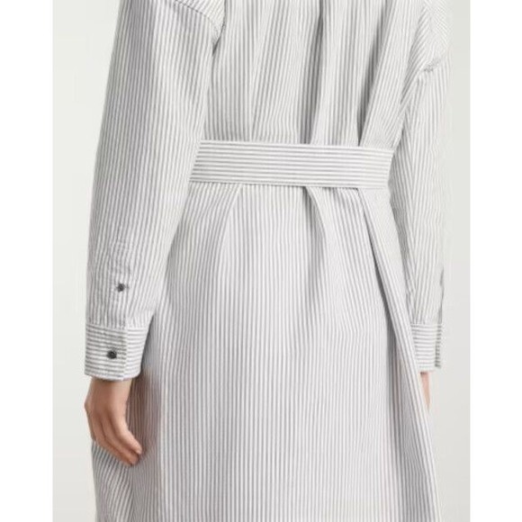 NWT Everlane Gray & White Oxford Shirt Dress Belted Organic Cotton Size XS - Picture 4 of 16